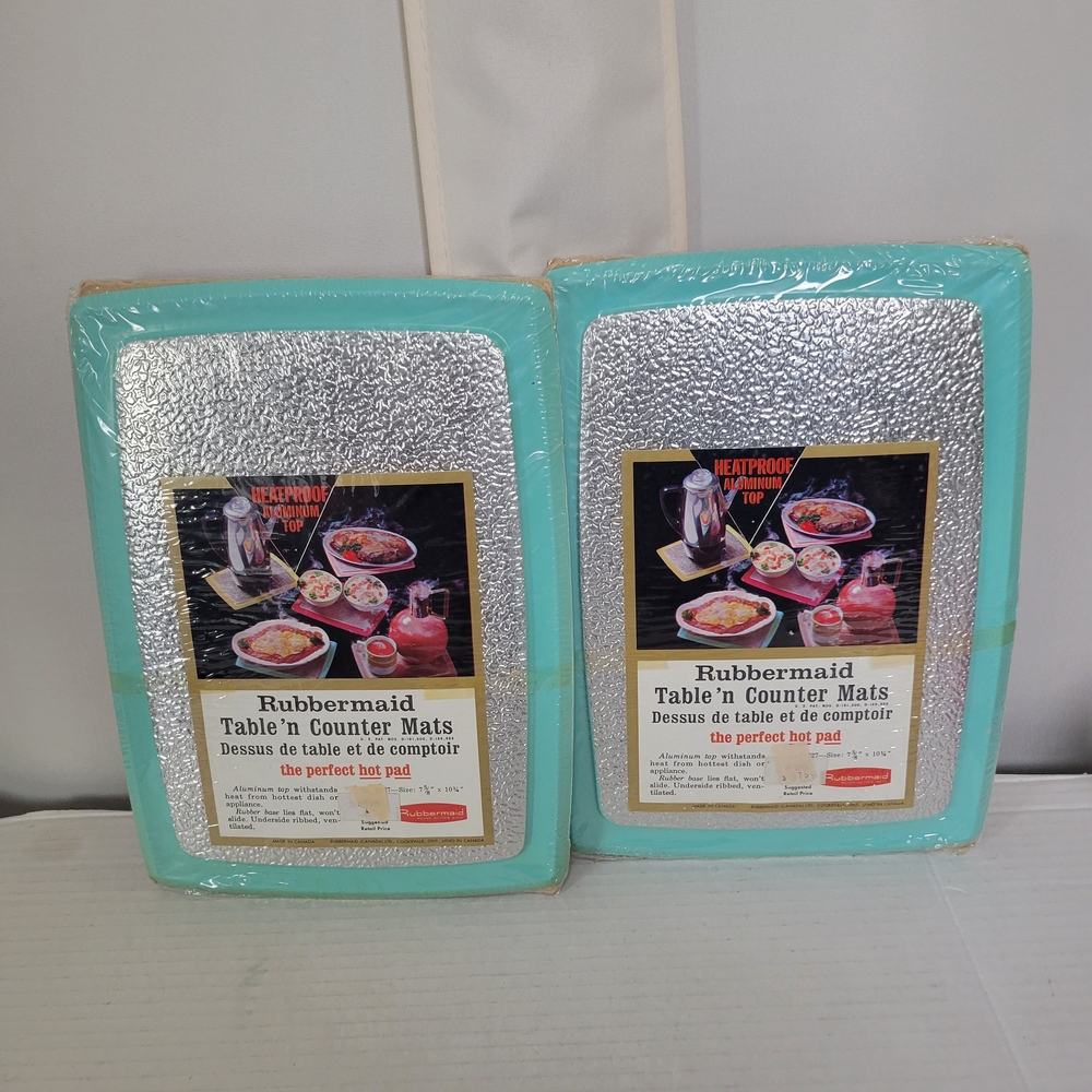 Rubbermaid Table 'n Counter Mats in Aqua Vintage 1960s Kitchen Dining NEW MCM